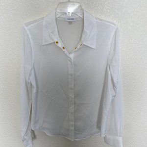 Calvin Klein White Button Down w/ Gold Detail